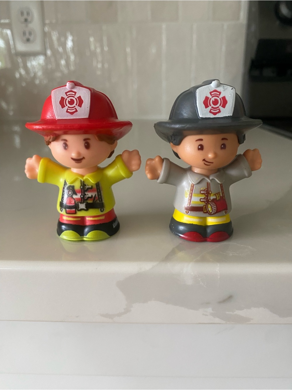 Fisher-Price Little People Firefighter Figures Red & Gray Helmet Lot of 2